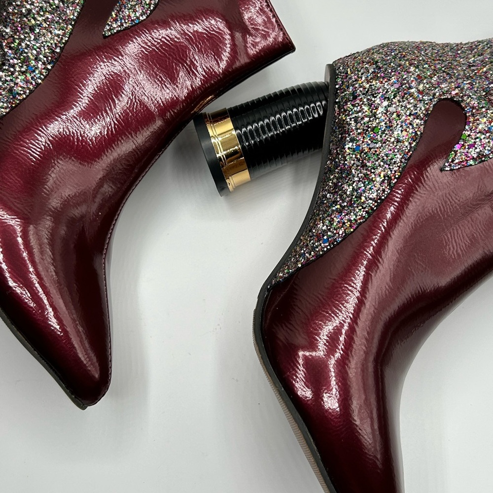 Women’s Wine Multicolored Glitter Embellished Ankle Boots Size 9 1/2 NWOT - Picture 5 of 13